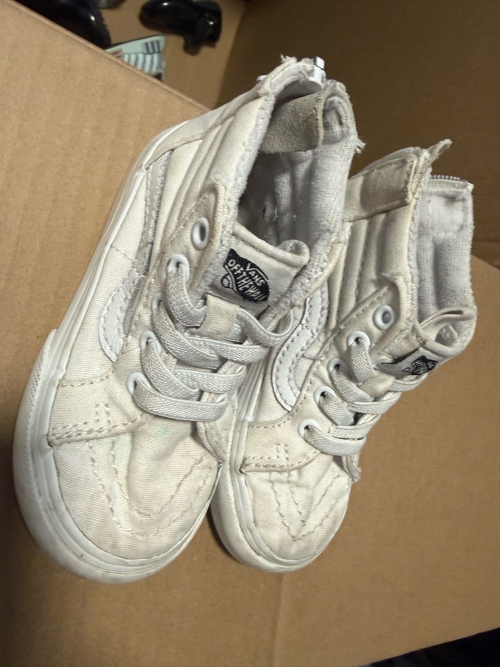 Vans Kids High-Top Canvas Sneakers in Beige